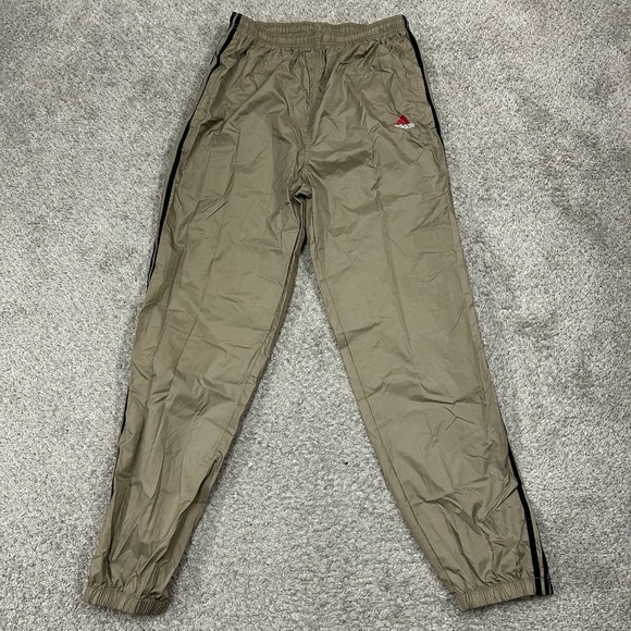 Vintage Adidas Track Pants Mens Large Brown Black Nylon Drawstring 31" Inseam - Picture 2 of 11